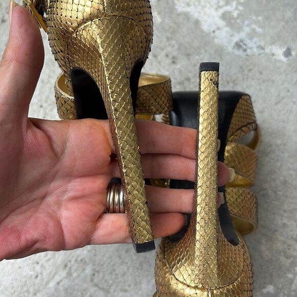 Saint Laurent python cosmo lame sandals - Picture 5 of 10